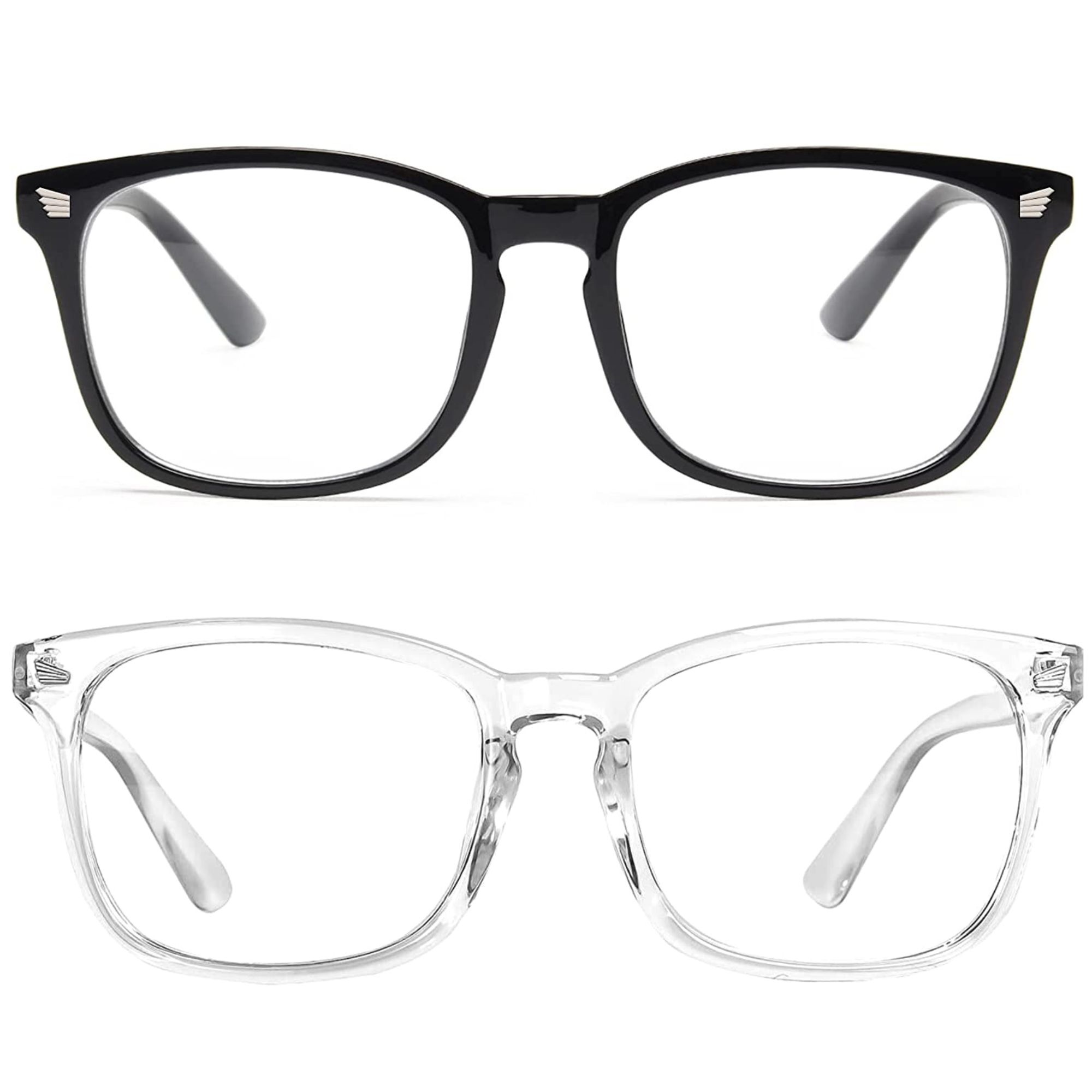 combo computer glasses black and transparent clear